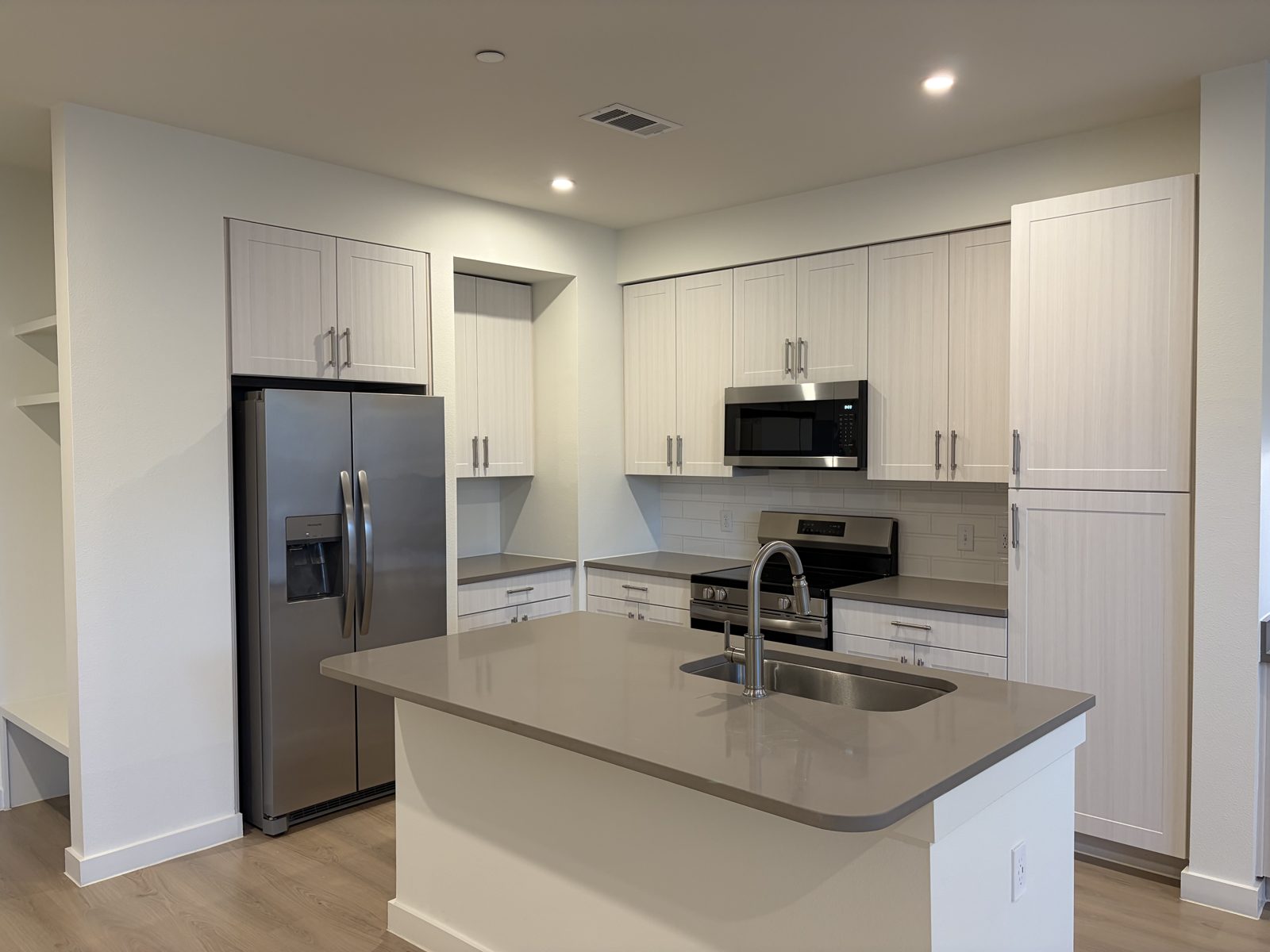 A kitchen in one of the apartments at The Parker